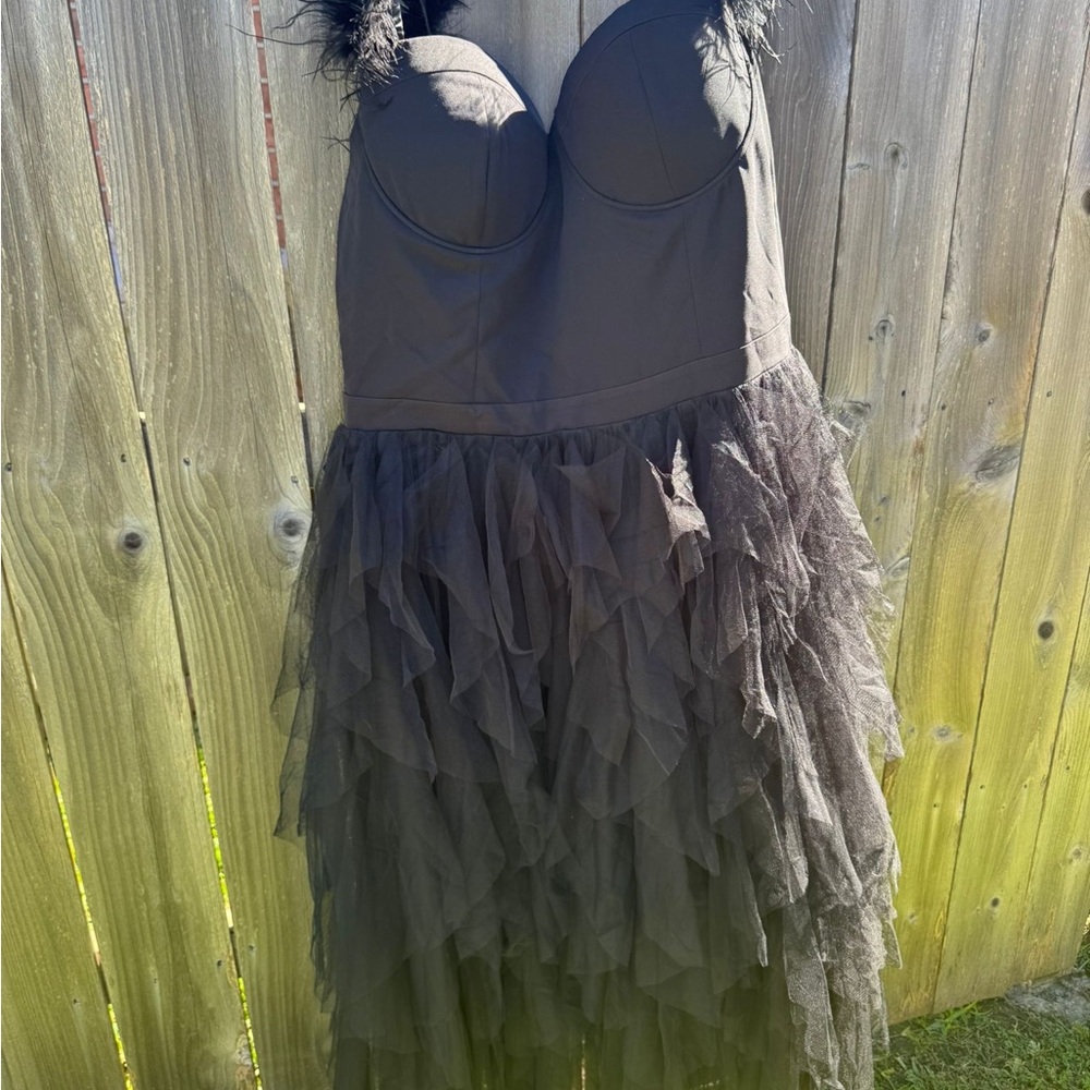 Fashion Nova Black Sweetheart Tiered Dress